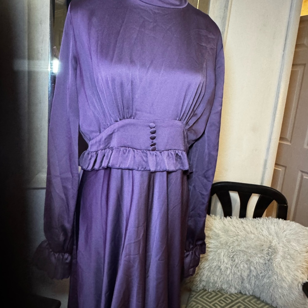 Elegant Purple Satin Dress